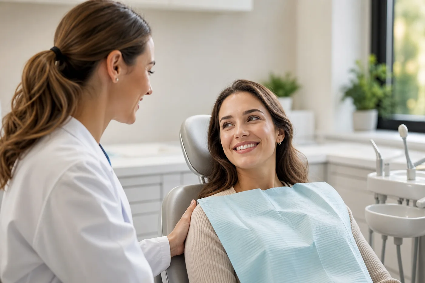 Pacient relaxat în timpul consultației stomatologice la Rose Dental Expert Suceava